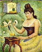 ung kvinna som pudrar sig, Georges Seurat